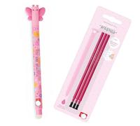 GETINSTYLE SHOP Bundle - Penna gel cancellabile a forma di farfalla, inchiostro rosa e 3 ricariche rosa