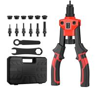GETLITOOL 10-Inch Rivettatrice con Doppia Imupgnatura per Impieghi Gravosi, Include 6 Mandrini M3 M4 M5 M6 M8 M10, Pistola Manuale a Dadi Rivetti con Valigetta per Garage Officine