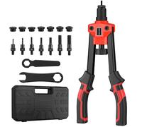 GETLITOOL 12-Inch Rivettatrice con Doppia Imupgnatura per Impieghi Gravosi, Include 7 Mandrini M3 M4 M5 M6 M8 M10 M12, Pistola Manuale a Dadi Rivetti con Valigetta per Garage Officine