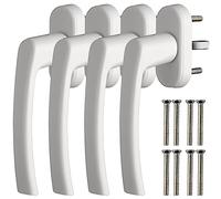 GETLITOOL 2 Paia Maniglia per Finestra in Lega di Alluminio Senza Cilindro di Chiusura 4PZ Maniglie per Porte Finestre a Battente Mandrino 35mm con Viti per DIY Protezione Antifurto - Bianco