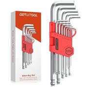 GETLITOOL Set 13PZ Chiavi Esagonali con Testa Sfera 1.27-10mm 13 Pezzi Chiave a Brugola Metrica Braccio a T Lungo 76-180mm in Acciaio per Riparazione Bici Elettrodomestici DIY - Argento