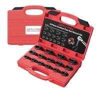 GETLITOOL Set 15PZ Chiavi a Forcella Aperta per Tubi in Cr-Mo, 12pz 3/8" (8-19mm) e 3pz 1/2" (22-24mm), Chiavi Crowfoot con Valigetta Rigida, Chiavi a Bussola Aperta per Auto Idraulica Officina DIY