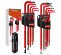 GETLITOOL Set 18PZ Chiavi a Brugola a T Lunghe T10-T50 con Maniglia di Coppia Chiavi Esagonali Combinate Include 9PZ Chiavi Torx e 9PZ Chiavi Metrico per Fai da Te Riparazione Bici - Rosso