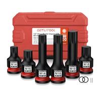 GETLITOOL Set 6PZ 1/2 Inch Bussola a Brugola XZN M14 M16 M18 in Acciaio 42CR-MO, Corredo di Bussole a Impatto Lungo 45mm/78mm, 6x Bussole Dodecagonali per Avviatore con Valigetta