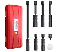 GETLITOOL Set 6pz Chiavi Candele 10/15/28cm con Adattatore 1/2" a 3/8" e Spessimetro, 6X Bussole Lunghe per Candelette Auto con Valigetta, Attacco 14/16/21 mm, Chiave Magnetica Girevole 360° in CVR