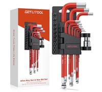 GETLITOOL Set 9PZ Chiavi Esagonali Testa Sfera 1.5-10 mm con 10PZ Bussole a Stella T8-T50, Kit Chiavi a Brugola Combinate Chiave Metrica e Punte Torx in Acciaio S2 per Riparazione DIY