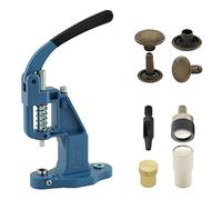 Getmore Crafts Set di Presse per Rivetti con Pressa a Leva, Utensile per Rivetti e 50 Pezzi di Rivetti a Doppia Testa da 6 mm, Antico, Acciaio | Presse Manuale | Fai da Te | Per Pelle, Abbigliamento