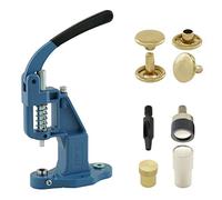 Getmore Crafts Set di rivetti con pressa a leva, rivetti e 50 rivetti a doppia testa 6 mm, oro, acciaio, pressa a mano, fai da te, per pelle, vestiti, jeans, cinture, scarpe..