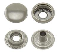 GETMORE Parts bottoni a pressione, a molla ad anello, a molla a R, in acciaio, 50 pezzi, color argento antico, 15 mm