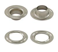 Getmore Parts Occhielli a Norma di DIN 7332, autoperforanti - per Tessuti, Pelle, teloni, Tende e Simili, da 50 Pezzi (Ottone, nichelato, Inossidabile, 14 mm)