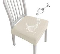 Getoverfinish Waterproof Jacquard Chair Covers, Jacquard Chair Seat Cover Set,Waterproof Stretch Removable Seat Slipcovers for Dining Chairs for All Seasons (Bee white,8pcs)