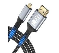 Getrish Cavo da micro HDMI a HDMI 4K da 2,8 m, adattatore micro HDMI 4K a 60 Hz, compatibile con fotocamere DSLR, Raspberry Pi 5/4, GoPro Hero 7/6, Yoga 3 B500, scheda di acquisizione video, tablet