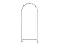 GETSTREE Supporto for fondale ad Arco, Supporto in Lega di Alluminio, Decorazioni in Metallo, Cornice in Oro e Argento, Fiori Artificiali, Decorazioni in Tessuto, Puntelli(Silver,H200x100cm)