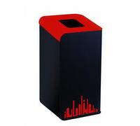 Gettacarte per la raccolta differenziata RUBIK EVO inox Dimensioni 41x45x h 80 cm - Peso 15 Kg- 80 LT con colore Nero-rosso rosso