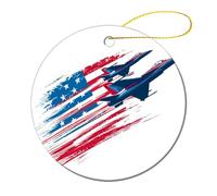 Getti volanti nel cielo con strisce rosse per albero di Natale, ornamenti da appendere, 2 pezzi, 7,2 cm, rotondi su entrambi i lati