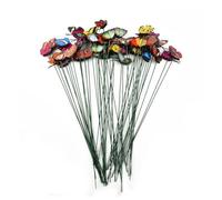 Gettimore 50 pali a farfalla per decorazioni da giardino, arte da cortile all'aperto con vibrazione del vento, materiale PVC impermeabile, colori casuali