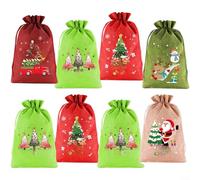 Gettimore 6/8 sacchetti natalizi con coulisse, sacchetti regalo con Babbo Natale, albero di Natale, pupazzo di neve, cervo, decorazione per feste di Natale, 20 x 30 cm (8 pezzi)