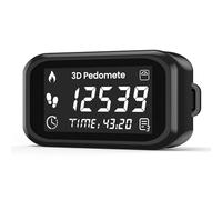 Gettimore Accurato pedometro 3D a tre assi con display LCD, contatore di passi ricaricabile USB con doppia clip per esercizi quotidiani a piedi