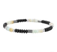 Gettimore Bracciale elastico in pietra naturale, 19 cm, per zebra diaspro naturale