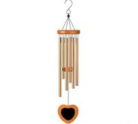 Gettimore Campanelli a vento in alluminio per esterni, 65,5 cm, design a cuore per patio, balcone, simpatia per la perdita (32 cuori dorati)