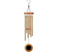 Gettimore Campanelli a vento in alluminio per esterni, 65,5 cm, design a cuore per patio, balcone, simpatia per la perdita (oro rotondo)
