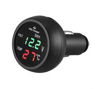 Gettimore Caricabatteria da auto con display digitale a LED con voltmetro e termometro per monitoraggio della tensione e della temperatura della batteria da 12 V 24 V nei veicoli (rosso verde)