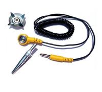 Gettimore Cavo di messa a terra antistatico ESD con clip a coccodrillo e artiglio a stella, filo in poliuretano a spirale 180 cm, diametro 2 mm, giallo+nero, per collegamento tappetino ESD e cinturino