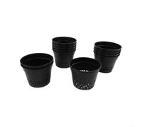 Gettimore Confezione da 12 vasi in plastica nera, 15 x 11,2 cm, secchi scanalati per vivaio, ciottoli di argilla, roccia vulcanica, orchidee e giardinaggio