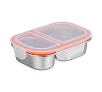 Gettimore Contenitore per snack in acciaio inox resistente alle perdite, contenitore per il pranzo a 2 scomparti, per bambini e adulti, organizer per alimenti in metallo, coperchio trasparente