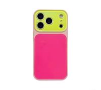 Gettimore Custodia per telefono bicolore per Pro con schermo per obiettivo fotocamera migliorato, retro rigido in ABS preciso, rosa per rosso (per 17 blu ciano)