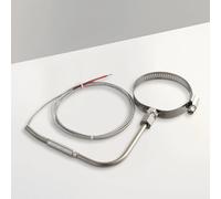 Gettimore EGT - Sonda di temperatura a termocoppia tipo K, sensore ad angolo retto 80 x 5 mm, con cavo a rete in acciaio inossidabile da 1 m, gamma da -100 a 1250 °C