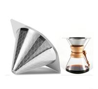 Gettimore Filtro da caffè riutilizzabile in acciaio inossidabile per Hario per v60 02 03 con gocciolatore portabicchieri e con manico a doppia orecchio