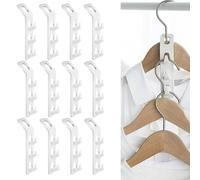 Gettimore Ganci salvaspazio a cascata per armadietti, confezione da 12, design a 3 ganci, in polipropilene spesso, compatibili con appendiabiti e appendiabiti multistile