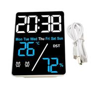 Gettimore Grande orologio digitale da parete temperatura data settimana visualizzazione memoria orologio da tavolo a parete multifunzione elettronico LED orologi, blu+bianco