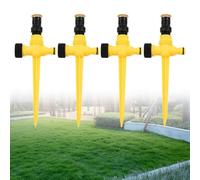 Gettimore Irrigatore automatico a 360° per irrigazione da giardino, a risparmio idrico, rotazione regolabile a 3 marce con dispersione + spray nebbia, compatibile con tubo DN15, 4 pezzi