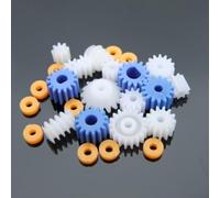 Gettimore Kit di ingranaggi in plastica da 26 pezzi con ruote a vite senza fine e smussatura per motore 130 140 - parti di costruzione di auto robot fai da te con asse da 2 mm
