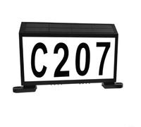Gettimore Lampada solare resistente alle intemperie, con numero civico in acrilico a LED, accensione e spegnimento automatico per segnaletica indirizzi, cancello da giardino e vialetto, colore nero