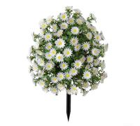 Gettimore Little Daisy - Crisantemo artificiale da giardino con borchie, 50 cm, bianco/verde, decorazione per interni ed esterni, materiale PE resistente alle intemperie con picchetto profondo