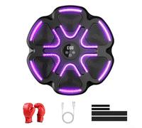 Gettimore Macchina da boxe musicale con luci LED, 9 velocità, 11 modalità, montaggio a parete, 5 livelli di volume, per cardio, fitness, MMA, guanti mezze dita (singolo + adulto)