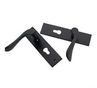 Gettimore Maniglia per porta nera opaca con serratura a mortasa e chiavi, piastra posteriore a leva, cassetta portachiavi, uso interno o esterno su porte in legno