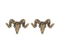 Gettimore Maniglie per porte in ottone a testa di pecora 2 pezzi in rame antico tira per interni armadietti cassetti rustico fattoria 4,3 x 2,9 cm (B)