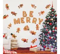 Gettimore Merry and Bright - Adesivi natalizi per porte, con lettere e lampadine, decorazione natalizia, 1 set