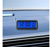 Gettimore Mini orologio digitale per cruscotto auto con ricarica solare, visualizzazione data, temperatura e umidità, retroilluminazione automatica, blu verde