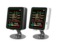 Gettimore Monitor della qualità dell'aria interna 6 in 1 con TVOC, PM2.5, CO2, formaldeide, rilevamento temperatura e umidità, schermo a colori LED intelligente, ricarica USB-C