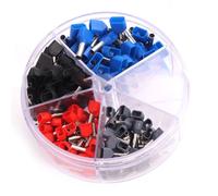 Gettimore Morsettiera isolata 200 pezzi, rame stagnato, codificato a colori (grigio/rosso/nero/blu) per il collegamento del filo, tubo rotondo a doppio filo con scatola richiudibile