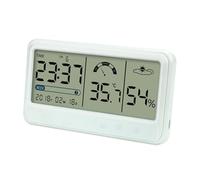 Gettimore Orologio digitale con igrometro per temperatura interna, display LCD, per misurare l'umidità e il tempo, colore: bianco
