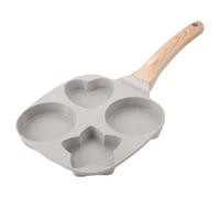 Gettimore Padella ergonomica in alluminio pressofuso con rivestimento antiaderente e manico in legno, design a quattro sezioni con forma rotonda, stella e cuore, distribuzione uniforme del calore per