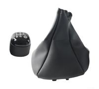 Gettimore Pomello del cambio a 5 marce con rivestimento in pelle per Fiat Panda 2012, struttura in ABS nero e pelle, per una facile installazione e una presa comoda