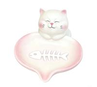Gettimore Portasapone bianco a forma di gatto, elegante supporto antiscivolo con funzione di drenaggio automatico, decorazione per bagno e cucina