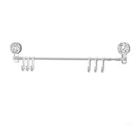 Gettimore Portasciugamani angolare regolabile con ventosa, 60-122 cm, senza trapano, color argento, salvaspazio, organizer da bagno con gancio per asciugamani e utensili da cucina